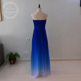 2017 Summer Beach Ombre Blue Bridesmaid Dresses Sweetheart Pleat Long Chiffon Wedding Party Gowns Maid of Honor Gowns Cheap