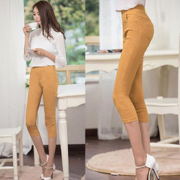 Free Shipping New Summer Ladies Slim Candy Color Casual Women's Thin pants capris Stretch Pants Cropped Trousers Leggings