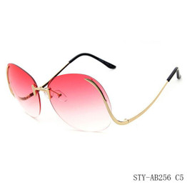 LongKeeper Sunglasses Cramilo Vintage Metal Retro Women Rimless Oversize Sunglasses Tint Lens Brand Designer UV400 AB256