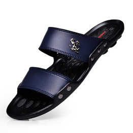 Casual Famous Brand New Nice Men Sandals Shoes Slippers Summer Flip Flops Beach Men Shoes Leather Sandalias Zapatos Hombre