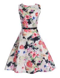 2017 Vintage Women Dress Bohemian Vestidos De Festa Casual Print Sleeveless Harajuku Summer Dresses Elegant Robe Ladies Clothing