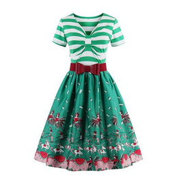 2017 Vintage V Neck print Women Dress Retro Robe Rockabilly Feminino Vestidos Hepburn 50s Tunic Dresses Plus Size