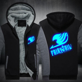 2017 USA SIZE Unisex Fairy Tail Hoodies Coat Winter Fleece Thicken Luminous Men Hoodies Sweatshirts Jacket