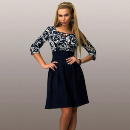 Autumn Women Fashion Floral Half Sleeve Slim Dresses Vogue Sweet Elegant Fit Casual Sexy A-Line Mini Dress Plus Size