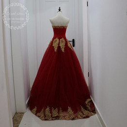 2017 Gold Lace Appliques Wine Red Prom Dresses Princess Ball Gown Sweetheart Long Burgundy Evening Dress Vestido de festa Longo