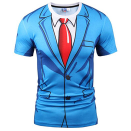 Mr.1991INC Brand T-shirt Men/Women Fashion 3d Tshirt Print Blue Suit Jacket Summer Tops Tees Fake Two Pieces T shirt