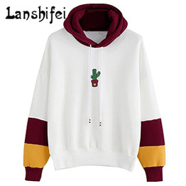 2017 New Women Long Sleeve Cactus Print Hoodie Sweatshirt Korean pop Style Fashion Pullover Tops Blouse Cotton Blend Hoodie XL