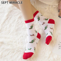 2017 New Women Christmas Socks Unisex Cartoon Santa Elk Snowman Calcetines Female Low Cut Ankle Cotton Christmas Mujer Socks