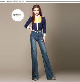 Free Shipping High Quality Promotion Plus Size Women's Boot Cut Jeans Female High Waist Wide Leg Pants Flares Trousers 27-40