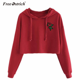 Free Ostrich Sweatshirt Hoodies Women Long Sleeve Floral Embroidery Hooded Sudadera Mujer sweatshirt Women Tumblr Harajuku No8