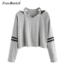 Free Ostrich Sweatshirt Hoodies Long Sleeve Solid Sudadera Mujer Jumper Women Clothing Sweatshirt Tumblr Pullover Crop Top No9