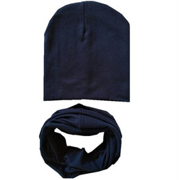 New Autumn Winter Baby Boys Girls Hat Scarf Set Solid Knitted Cotton Hats for Children Girls Gorro Candy Color Knitted Baby Caps