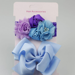 2017 Rose Lace hair band elastic double hair Bow flower Headband cute girls headwear children hair accessories 2pcs/set