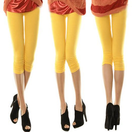 Casual Women Seamless Solid Stretch Skinny Cropped To the Calf Legging Half Pants
