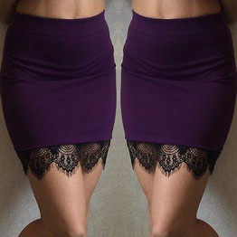 2017 New Sexy Women Formal Lace Stretch High Waist Short Bodycon Mini Skirt Pencil Skirt