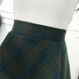 2017 Fashion High Waist Woolen Autumn Winter Skirts Elastic Waist Ladies Ball Gown Midi Skirts Women Casual Vintage Skirts