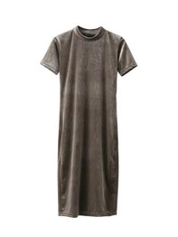 SORCHIDF Women Velvet Dresses Vintage Stand Collar Short Sleeve Cloth Velvet Dress Silm Solid Elegant Christmas Party Dress