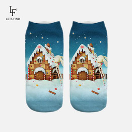 2016 New Women 3D Christmas Socks Unisex Cartoon Elk Snowman Santa Socks Women Low Cut Ankle Christmas Socks Calcetines Mujer