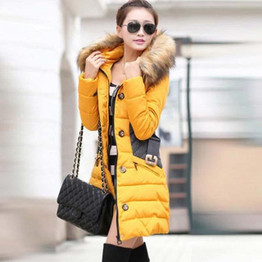 2017 Winter Jacket Women Parka Fur Collar Thickening Cotton Padded Winter Coat Manteau Femme 1PC