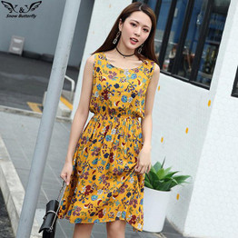 2017 high quality summer Women's dress Women Teenagers vestidos Cherry Print Sleeveless Ladies Plus size cotton beach Dresses