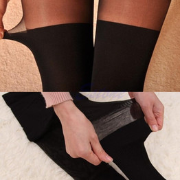 Cool Mock Over The Knee Patchwork Sheer Tights Black Sexy Women Temptation Sheer Mock Suspender Tights Pantyhose Stockings-448E