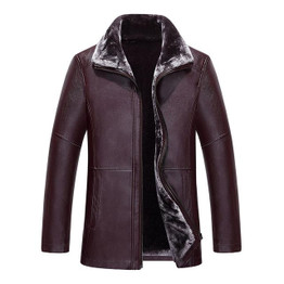 2016 new winter men fur coat leather male plus velvet jacket lapel thickening leather Jacket
