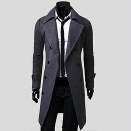 2016 new trench coat men solid color long trench coat mens trench coat slim fit trench Double Breasted Overcoat 3 colors