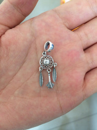 real. 925 Sterling Silver jewelry Dream Catcher Necklace /Pendants Dreamcatcher Tassel Feather Charms Women's GTLX1240