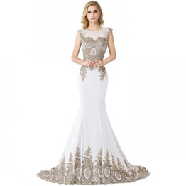 Real Photo Royal Blue Long Mermaid Evening Dresses 2017 Sheer Back Gold Applqiue Evening Gown Formal Dress Prom robe de soiree