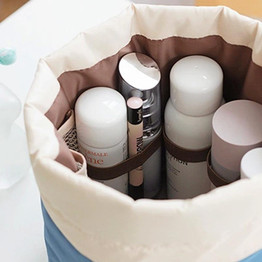 2017 New Makeup Organizer Storage Box Barrel Shaped Travel Organizer Big Capacity Drawstring Bags Necessaire Women Cosmetic Bag