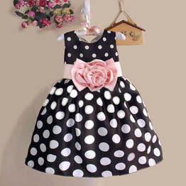 2016 Summer Baby Kids Girls Party Wedding Polka Dot Flower Gown Fancy Dress 2 to 7Y Girls Princess Bohemia Casual dress