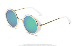 2016 Steampunk Vintage Retro Round Coating Sunglasses Women Metal Frame Designer steam punk OCULOS de sol Vintage Gafas Sol