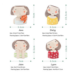 Flower Girl Planter Set - 4pcs European Style Succulent Plants Planter Pot Mini Bonsai Cactus Flower Pot Home Decor Craft