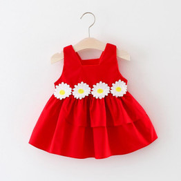 Flower Baby Girls Dress 2017 New Sleeveless Newborn Dresses for Baby Girls Summer 1 Year Birthday Party Dress Baby Clothing