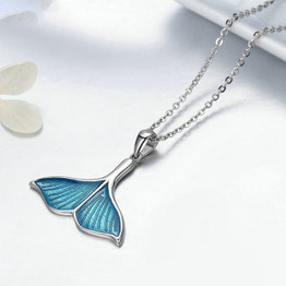 Ocean Blue Enamel Mermaid Necklace