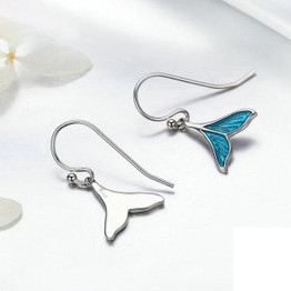 Ocean Blue Enamel Mermaid Drop Earrings