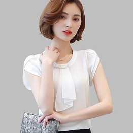 2017 Summer Solid Chiffon Blouse Shirt Women Tops Short Sleeve Shirt Women Ladies Office Blouses Fashion Blusas Chemise Femme