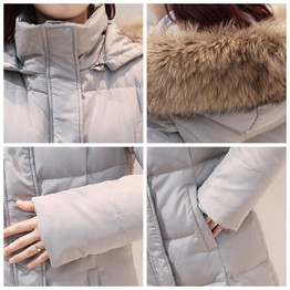 2017 Winter Down Coat Women Natural Fox Raccoon Fur Collar Hooded Jacket Female 90% Duck Down Coat Warm Thick Outwear A909