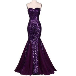 Evening Dresses Grace Karin Purple Dresses Sweetheart Sequin Tulle Pageant Gown Vestido Formal Engagement Mermaid Evening Dress