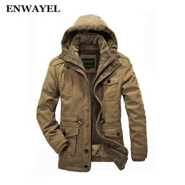 ENWAYEL New Autumn Winter Multiple Pockets Male Jackets Thickening Warm Parka Men Jacket Coat Hooded Casual Windbreaker Overcoat