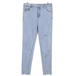 ForeMode High Waist  Skinny Jeans Female Pencil Pants  Boyfriend hole ripped jeans Cool denim Women Jeans