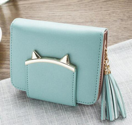 Cute Cat Leather Wallet Trifold