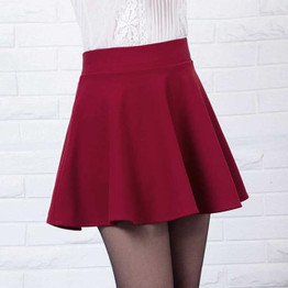 2016 Sexy Women Skirt Fashion Fall Winter Skirts Plus Size XL High Waist Pleated Skirt Black Red Skater Skirt For Women