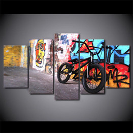 Canvas Paintings Printed 5 Pieces Abstract bike Wall Art Canvas Pictures For Living Room Bedroom Modular Home Decor CU-1390A