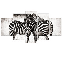 Canvas Painting Cuadros Decoracion Wall Art Home Decor Zebras Animal Wall Pictures for Living Room 5 Piece Canvas Art Unframed