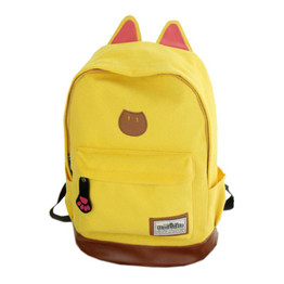 Canvas Backpack For Women Girls Satchel School Bags Cute Rucksack School Backpack children Cat Ear Cartoon Women Bags