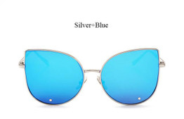 CandisGY Hipster Clear Eyeglasses Cateye Mirror Oversized Sunglasses Brand Designer Women Mirror Lady Sun Glasses Metal Frame