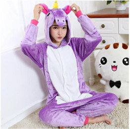 2016 Cartoon Blue Unicorn Pajama sets Flannel Pajamas for women cute animals long-sleeved adult pajamas Sleepwear