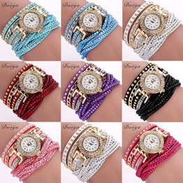 Duoya Luxury Brand Quartz Watch Women Gold Crystal Rhinestone Jewelry Bracelet Wristwatch Ladies New Fashion Casual Watches