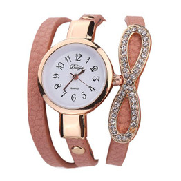 Duoya Brand Watch Women Luxury Gold Bow Rhinestone Dress Watches Women Gold Bracelet Watch Female Leather Quartz Wristwatches